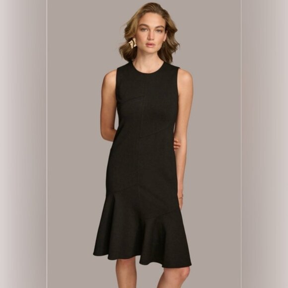 Donna Karan Dresses & Skirts - Donna Karan Sleeveless Ruffle Hem Black Dress Womens Size 6 NWT